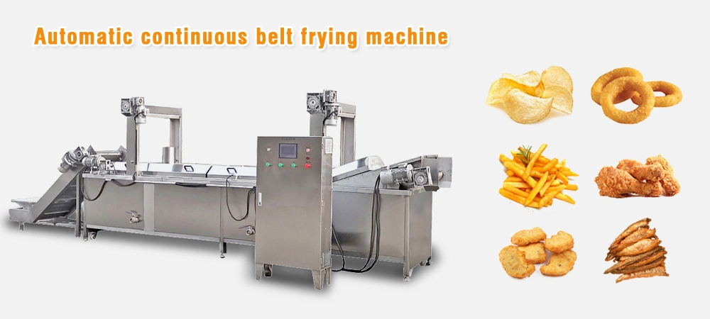 Automatic Continuous Conveyor Gas Deep Fryer for Nugget